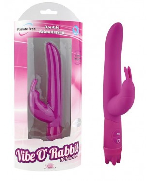 Тёмно-пурпурный вибратор «10 Function Vibe-O Rabbit» (21 см)