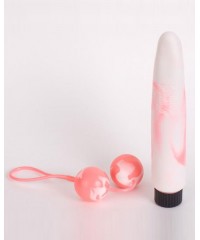 Розовый набор «Pleusure Pack»: вибратор и вагинальные шарики