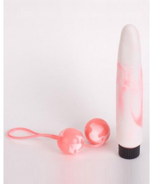Розовый набор «Pleusure Pack»: вибратор и вагинальные шарики