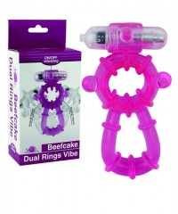 Фиолетовое эрекционное виброкольцо «Beefcake Dual Rings Vibe»