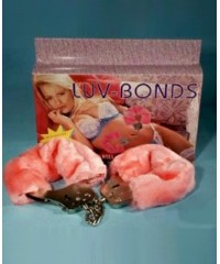 Розовые меховые наручники «LUV BONDS»