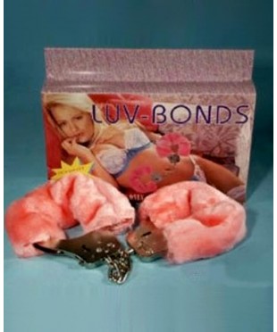 Розовые меховые наручники «LUV BONDS»