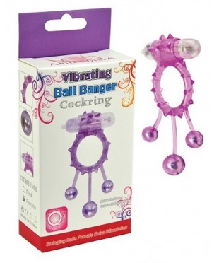 Фиолетовое эрекционное виброкольцо «Ball Banger Cock Ring»