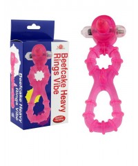 Розовое эрекционное виброкольцо «Beefcake Heavy Rings Vibe»