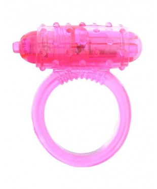 Розовое эрекционнное кольцо с вибратором «SILICONE SOFT»