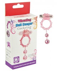 Фиолетовое виброкольцо с 2 утяжеляющими шариками «Ball Banger Cock Ring»